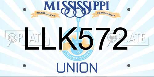 LLK572 Mississippi License Plate