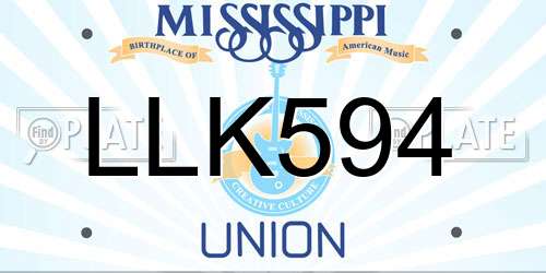LLK594 Mississippi License Plate