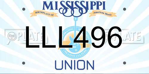 LLL496 Mississippi License Plate