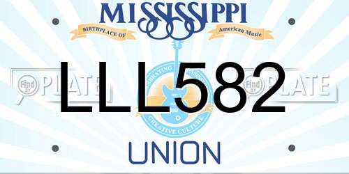 LLL582 Mississippi License Plate