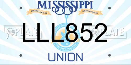 LLL852 Mississippi License Plate