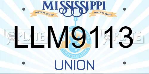 LLM9113 Mississippi License Plate