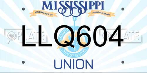 LLQ604 Mississippi License Plate