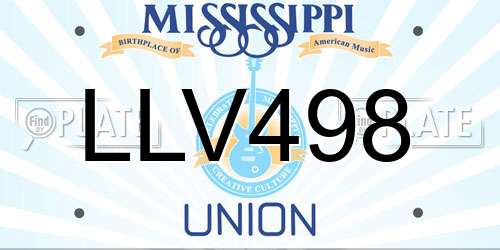 LLV498 Mississippi License Plate