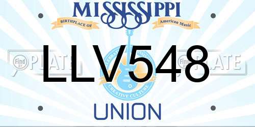 LLV548 Mississippi License Plate