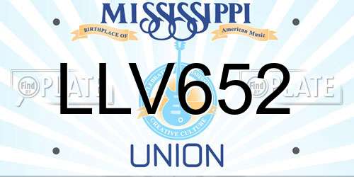 LLV652 Mississippi License Plate