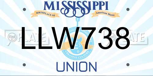 LLW738 Mississippi License Plate
