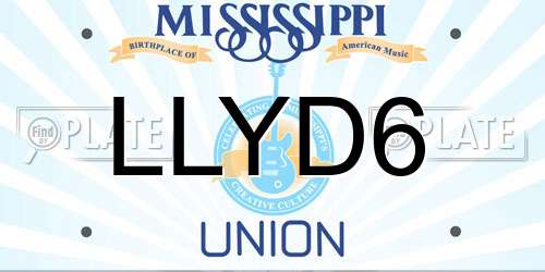 LLYD6 Mississippi License Plate