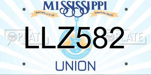 LLZ582 Mississippi License Plate