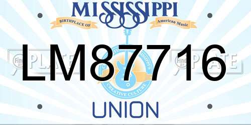 LM87716 Mississippi License Plate