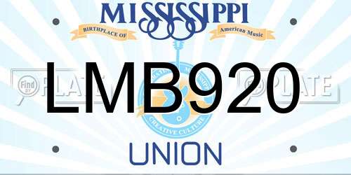 LMB920 Mississippi License Plate