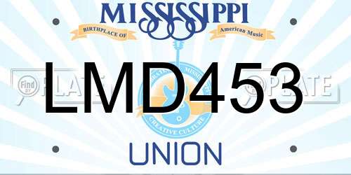 LMD453 Mississippi License Plate