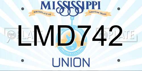 LMD742 Mississippi License Plate