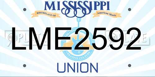 LME2592 Mississippi License Plate