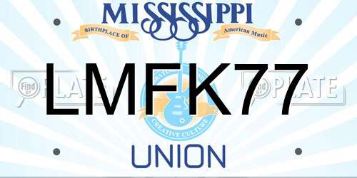 LMFK77 Mississippi License Plate