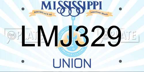 LMJ329 Mississippi License Plate