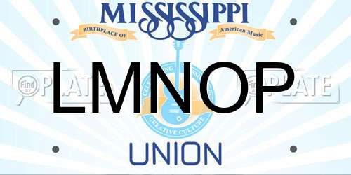 LMNOP Mississippi License Plate