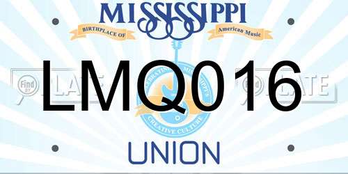 LMQ016 Mississippi License Plate