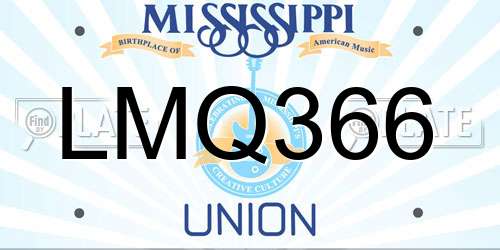 LMQ366 Mississippi License Plate