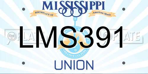 LMS391 Mississippi License Plate