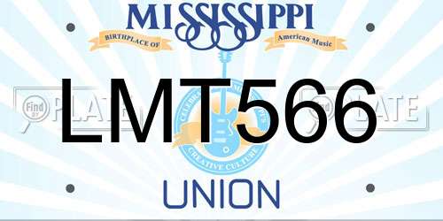 LMT566 Mississippi License Plate