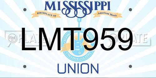 LMT959 Mississippi License Plate
