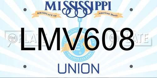 LMV608 Mississippi License Plate