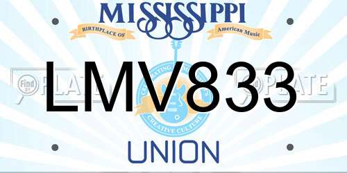 LMV833 Mississippi License Plate