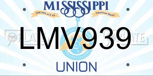 LMV939 Mississippi License Plate