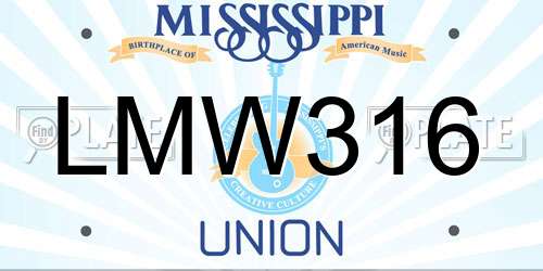 LMW316 Mississippi License Plate