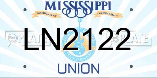 LN2122 Mississippi License Plate
