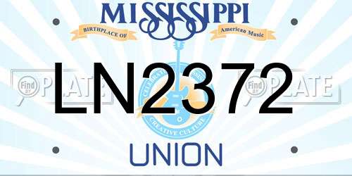 LN2372 Mississippi License Plate