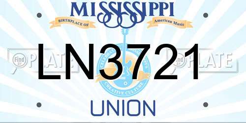 LN3721 Mississippi License Plate