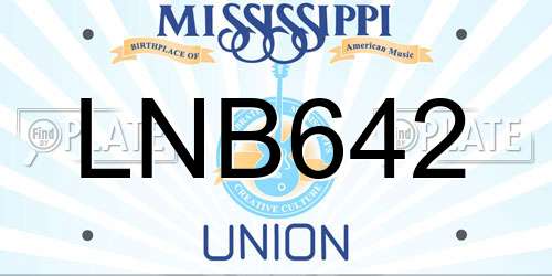 LNB642 Mississippi License Plate