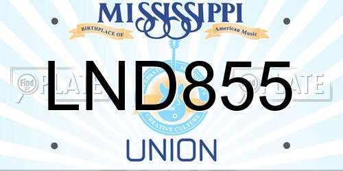 LND855 Mississippi License Plate