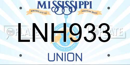 LNH933 Mississippi License Plate