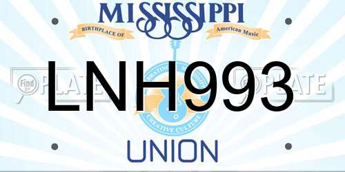 LNH993 Mississippi License Plate