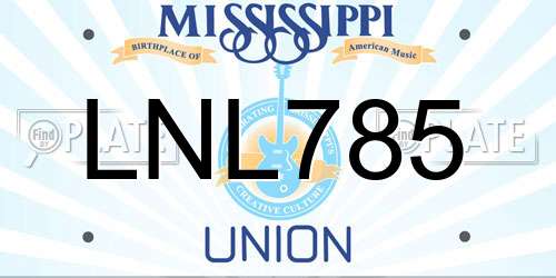 LNL785 Mississippi License Plate