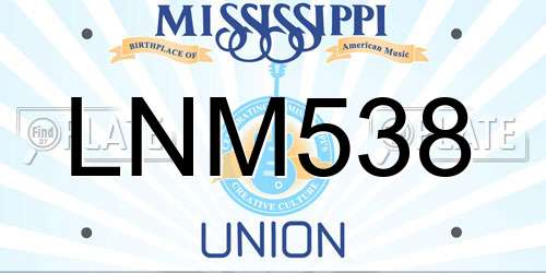 LNM538 Mississippi License Plate