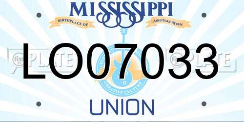 LO07033 Mississippi License Plate