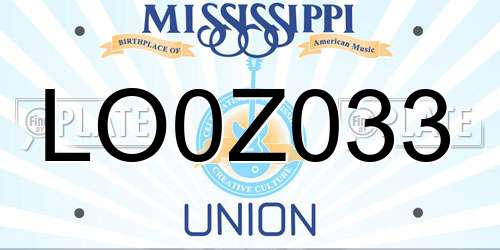 LO0Z033 Mississippi License Plate