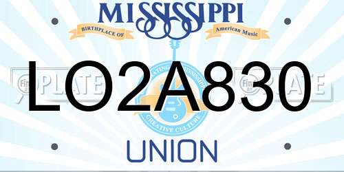LO2A830 Mississippi License Plate