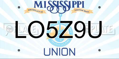 LO5Z9U Mississippi License Plate