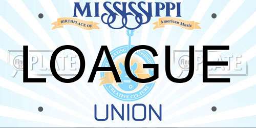 LOAGUE Mississippi License Plate