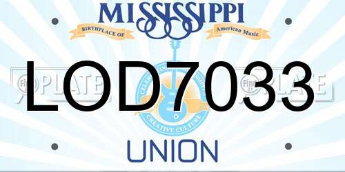LOD7033 Mississippi License Plate