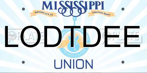LODTDEE Mississippi License Plate