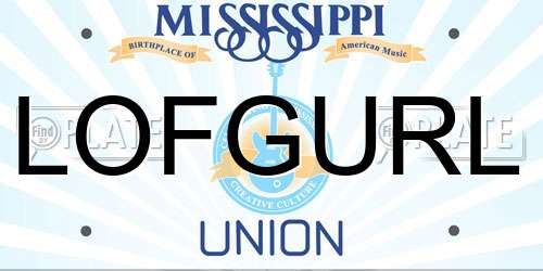 LOFGURL Mississippi License Plate