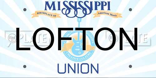 LOFTON Mississippi License Plate