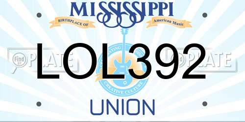 LOL392 Mississippi License Plate