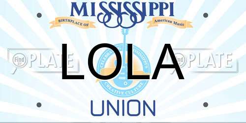 LOLA Mississippi License Plate